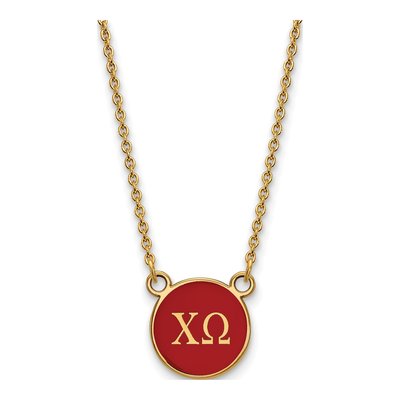 Chi Omega Gold-Plated Sterling Silver Sorority Greek Letters Small Color Enamel Necklace