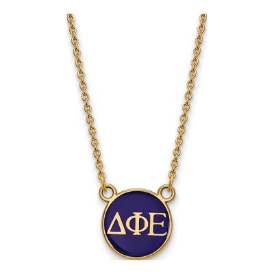 Delta Phi Epsilon Gold-Plated Sterling Silver Small Sorority Pendant Necklace