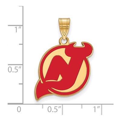 New Jersey Devils Gold-Plated Sterling Silver Large Enameled Pendant – view 2