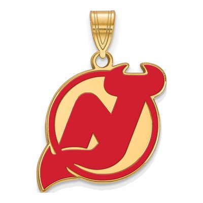 New Jersey Devils Gold-Plated Sterling Silver Large Enameled Pendant