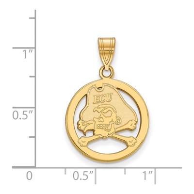 East Carolina University Gold-Plated Sterling Silver Medium Pirates Pendant – view 2