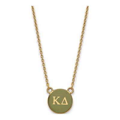 Kappa Delta Gold-Plated Sterling Silver Sorority Greek Letters Small Color Enamel Necklace