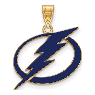 Tampa Bay Lightning Gold-Plated Sterling Silver Large Enameled Pendant