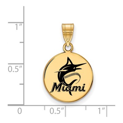 Miami Marlins Gold-Plated Sterling Silver Enamel Pendant – view 2