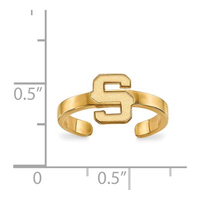 Michigan State University Gold-Plated Sterling Silver Toe Letter S Ring – view 5
