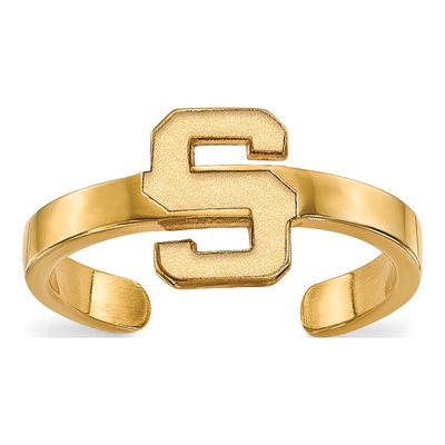 Michigan State University Gold-Plated Sterling Silver Toe Letter S Ring