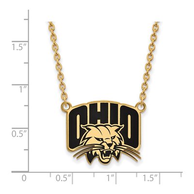 Ohio University Gold-Plated Sterling Silver Large Enameled Pendant Necklace – view 2