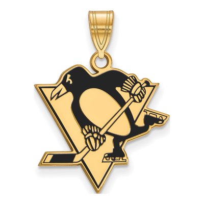 Pittsburgh Penguins Gold-Plated Sterling Silver Large Enameled Pendant