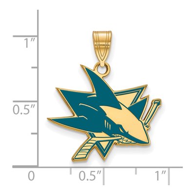 San Jose Sharks Gold-Plated Sterling Silver Large Enameled Pendant – view 2