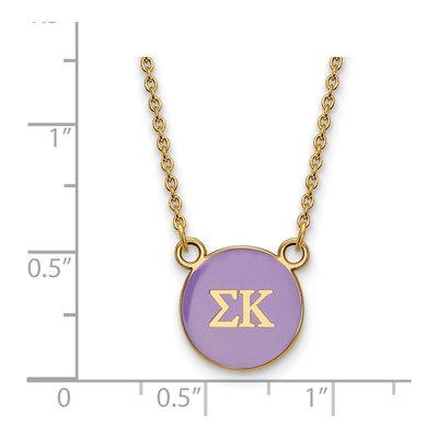 Sigma Kappa Gold-Plated Sterling Silver Sorority Greek Letters Small Color Enamel Necklace – view 2