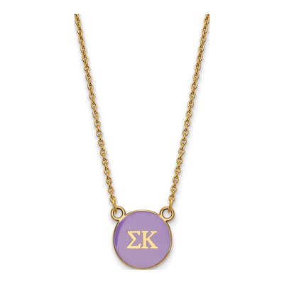 Sigma Kappa Gold-Plated Sterling Silver Sorority Greek Letters Small Color Enamel Necklace