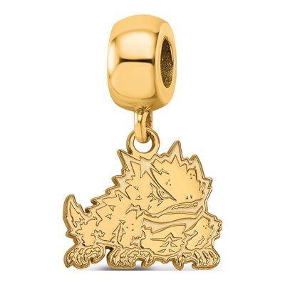 Texas Christian University Gold-Plated Sterling Silver Small TCU Horned Frog Dangle Bead