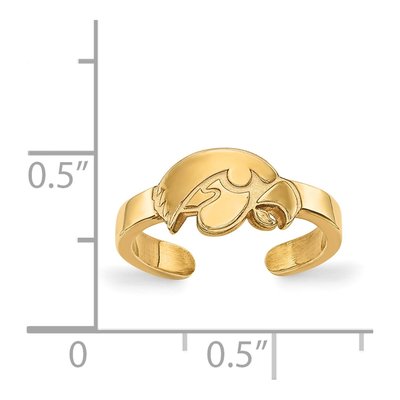 University of Iowa Gold-Plated Sterling Silver Hawk Toe Ring – view 2