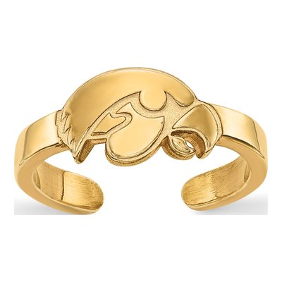 University of Iowa Gold-Plated Sterling Silver Hawk Toe Ring