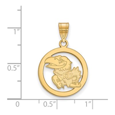 University of Kansas Gold-Plated Sterling Silver Medium Jayhawk Pendant – view 2