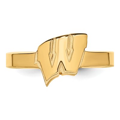 University of Wisconsin Gold-Plated Sterling Silver Badgers Toe Letter W Ring – view 4