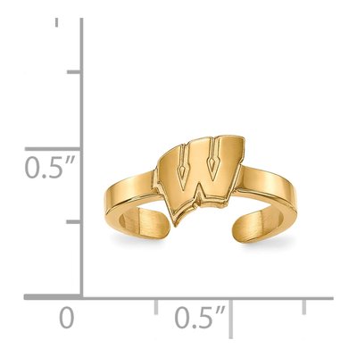 University of Wisconsin Gold-Plated Sterling Silver Badgers Toe Letter W Ring – view 5