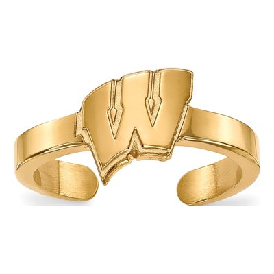 University of Wisconsin Gold-Plated Sterling Silver Badgers Toe Letter W Ring