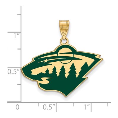 Minnesota Wild Gold-Plated Sterling Silver Large Enameled Pendant – view 2