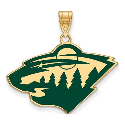Minnesota Wild Gold-Plated Sterling Silver Large Enameled Pendant