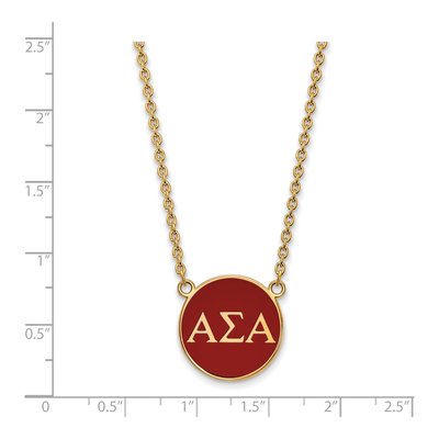 Alpha Sigma Alpha Gold-Plated Sterling Silver Large Sorority Pendant Necklace – view 2