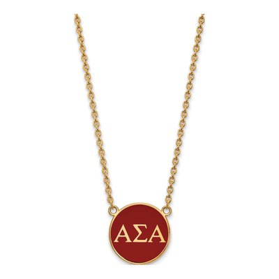 Alpha Sigma Alpha Gold-Plated Sterling Silver Large Sorority Pendant Necklace