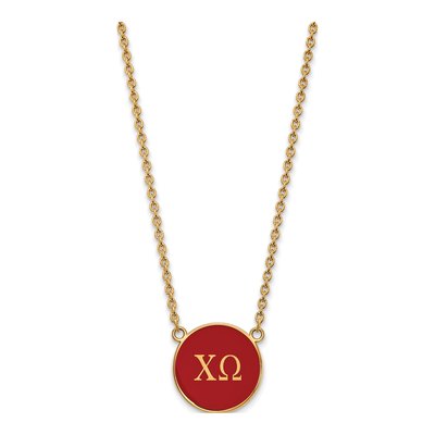 Chi Omega Gold-Plated Sterling Silver Large Sorority Pendant Necklace