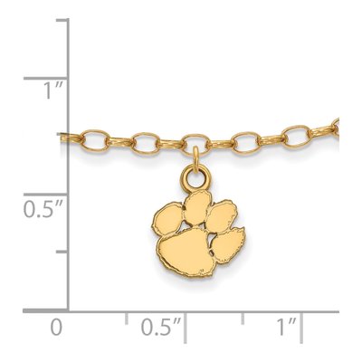Clemson University Gold-Plated Sterling Silver Extra Small Tigers Paw Anklet – view 2