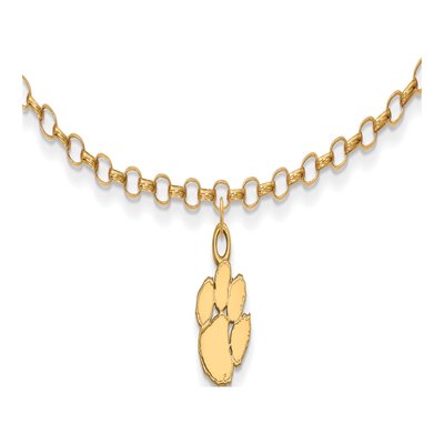 Clemson University Gold-Plated Sterling Silver Extra Small Tigers Paw Anklet