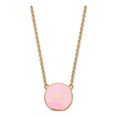 Delta Gamma Gold-Plated Sterling Silver Sorority Greek Letters Large Color Enamel Necklace