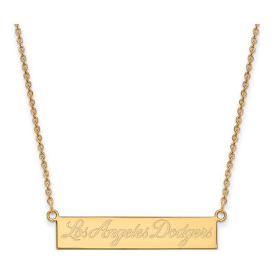 Los Angeles Dodgers Gold-Plated Sterling Silver LA Bar Necklace