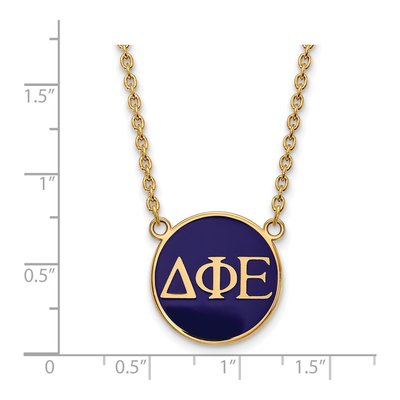 Delta Phi Epsilon Gold-Plated Sterling Silver Large Enamel Pendant Necklace – view 2