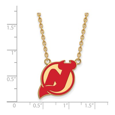 New Jersey Devils Gold-Plated Sterling Silver Large Enameled Pendant Necklace – view 2