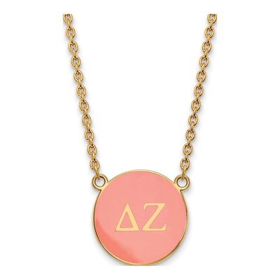 Delta Zeta Gold-Plated Sterling Silver Sorority Greek Letters Large Color Enamel Necklace