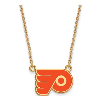 Philadelphia Flyers Gold-Plated Sterling Silver Small Enameled Pendant Necklace