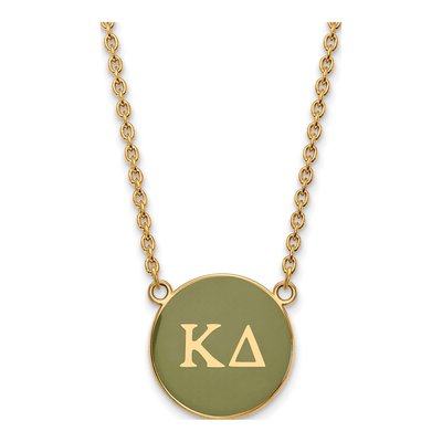 Kappa Delta Gold-Plated Sterling Silver Sorority Greek Letters Large Color Enamel Necklace