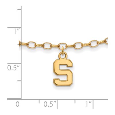 Michigan State University Gold-Plated Sterling Silver Extra Small Letter S Anklet – view 2