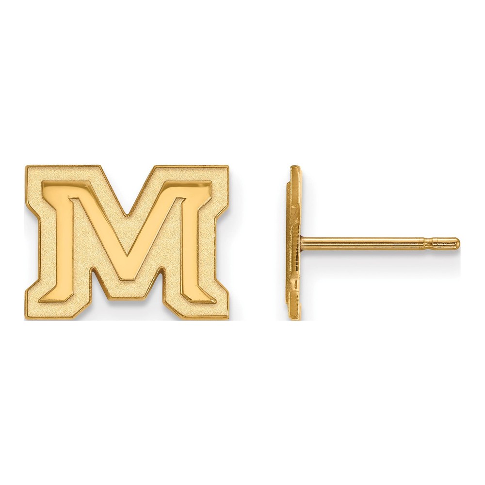 Sterling Silver Gold-Plated Logoart Montana State University Letter M Extra Small Post Earrings
