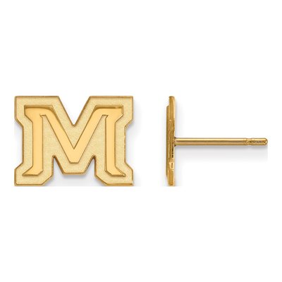 Montana State University Gold-Plated Sterling Silver Letter M Stud Earrings