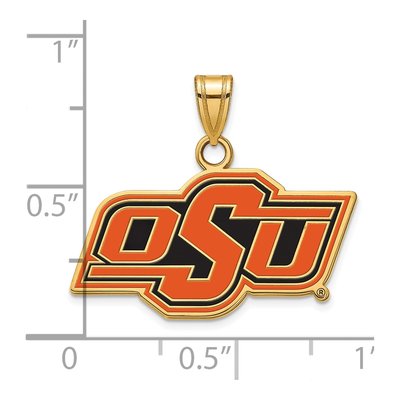 Oklahoma State University Gold-Plated Sterling Silver Small Enamel Pendant – view 2