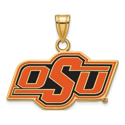 Oklahoma State University Gold-Plated Sterling Silver Small Enamel Pendant