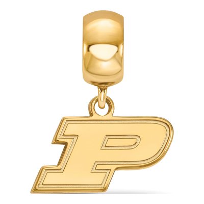 Purdue University Gold-Plated Sterling Silver Extra Small Letter P Dangle Bead – view 3