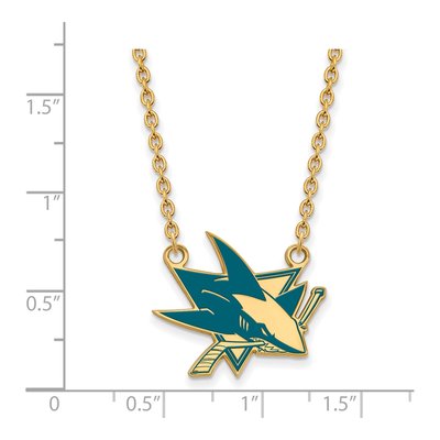 San Jose Sharks Gold-Plated Sterling Silver Large Enameled Necklace – view 2
