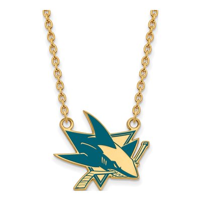 San Jose Sharks Gold-Plated Sterling Silver Large Enameled Necklace