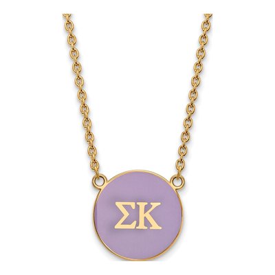Sigma Kappa Gold-Plated Sterling Silver Sorority Greek Letters Large Color Enamel Necklace