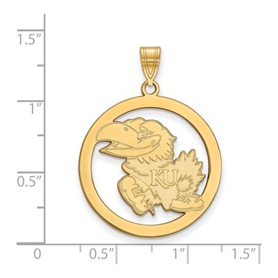University of Kansas Gold-Plated Sterling Silver Large Jayhawk Circle Pendant – view 2