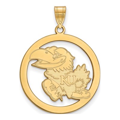 University of Kansas Gold-Plated Sterling Silver Large Jayhawk Circle Pendant