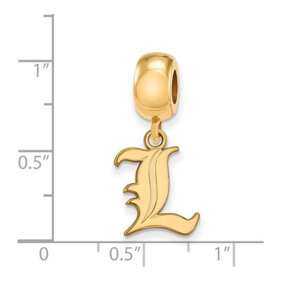 University of Louisville Gold-Plated Sterling Silver Small Letter L Dangle Bead – view 3