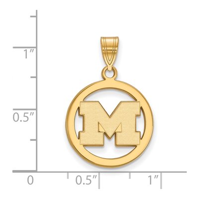 University of Michigan Gold-Plated Sterling Silver Medium Letter M Pendant – view 2