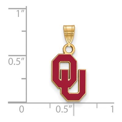 University of Oklahoma Gold-Plated Sterling Silver Small Enamel O-U Pendant – view 2
